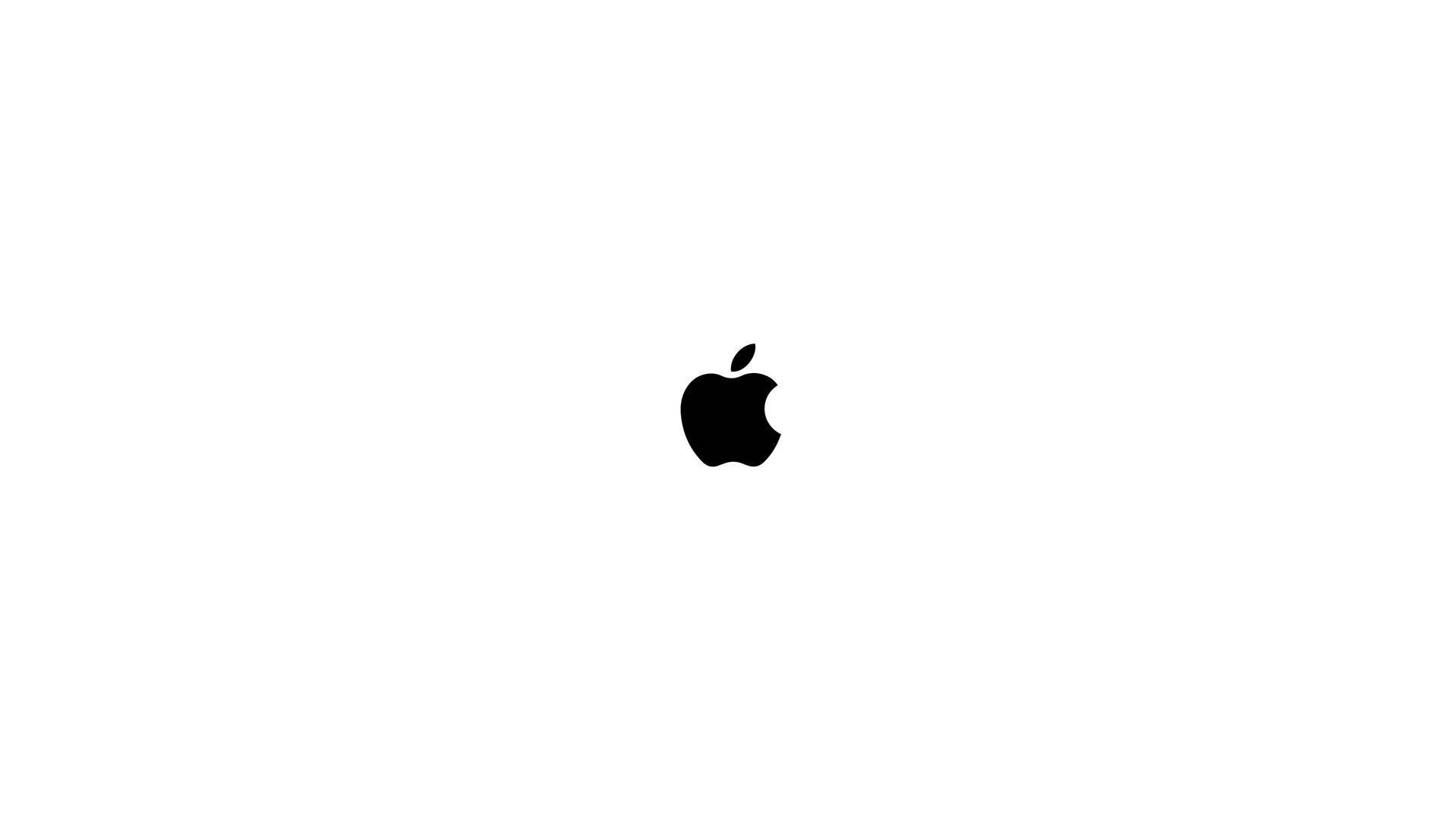 白色背景上的黑色Apple標誌 — 4K 壁紙