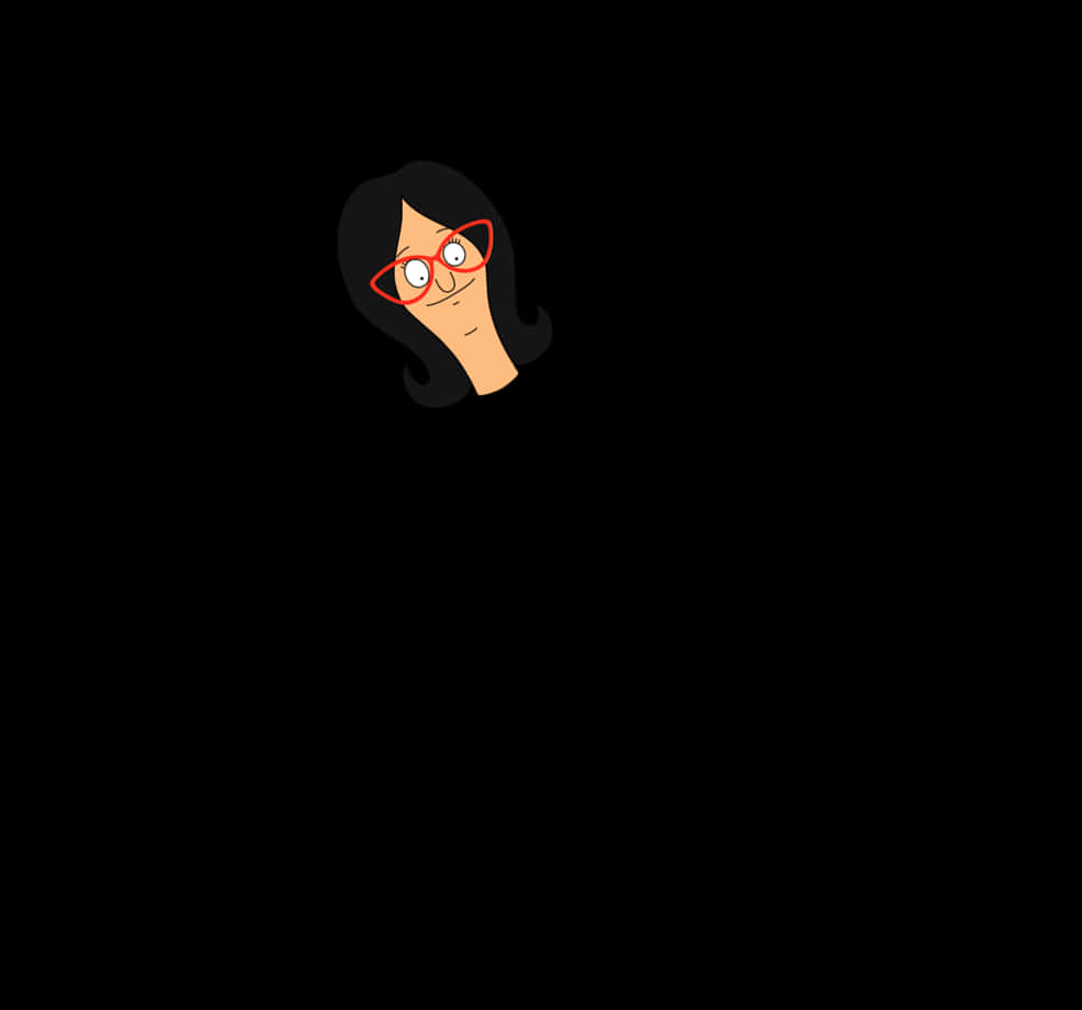 黑髮、戴紅色眼鏡的卡通女人睜大眼睛凝視。 — Jordan Logo 壁紙