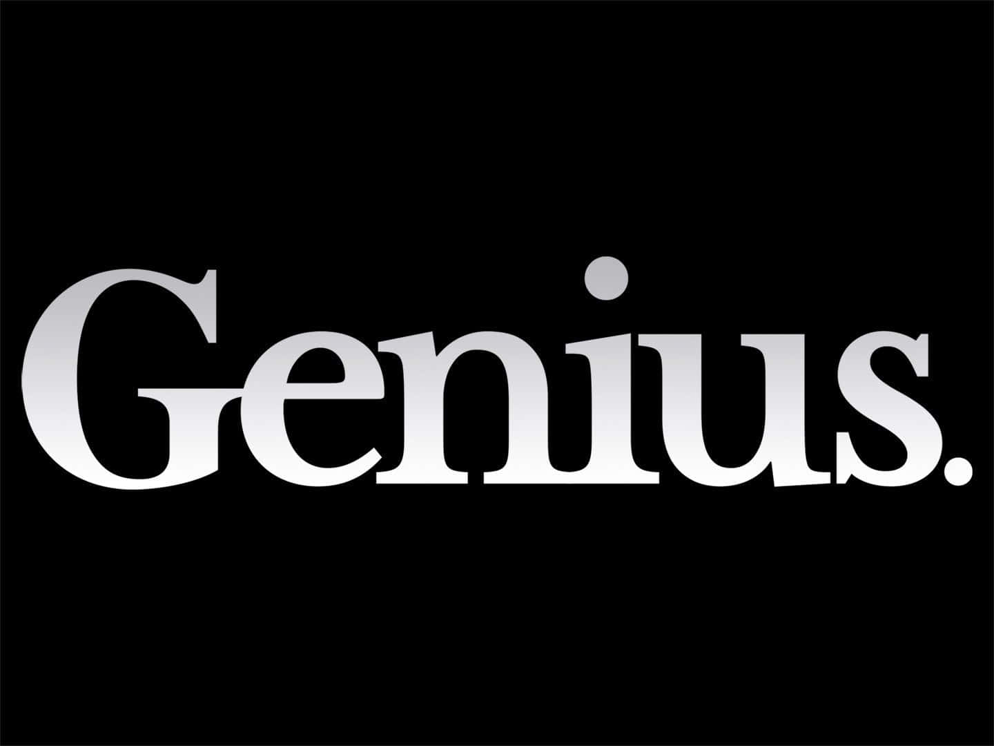 Dark Genius 桌布 壁紙 — 「Genius」一詞以時尚的銀色字體居中顯示在純黑色背景上。
