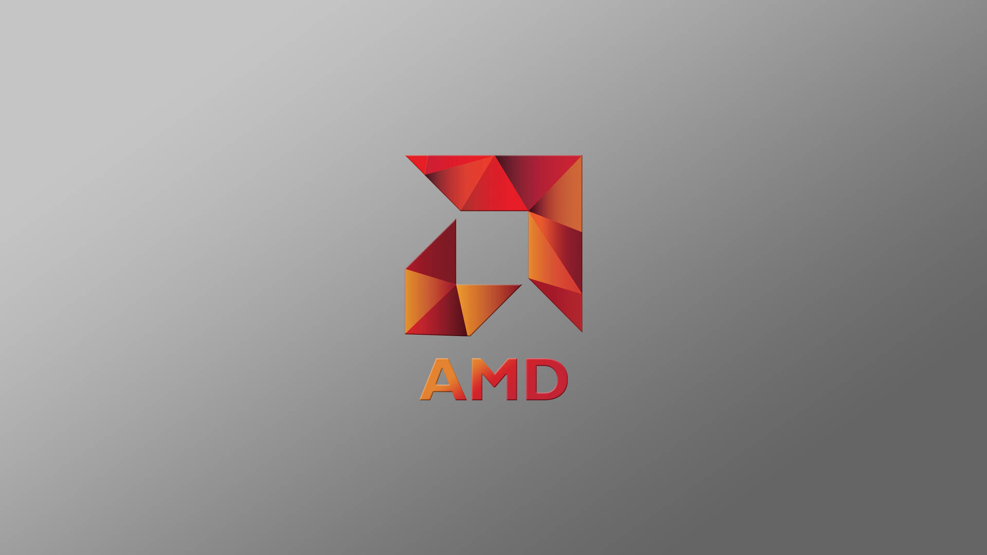 AMD標誌，紅色幾何設計，灰色漸變背景 — Amd 壁紙