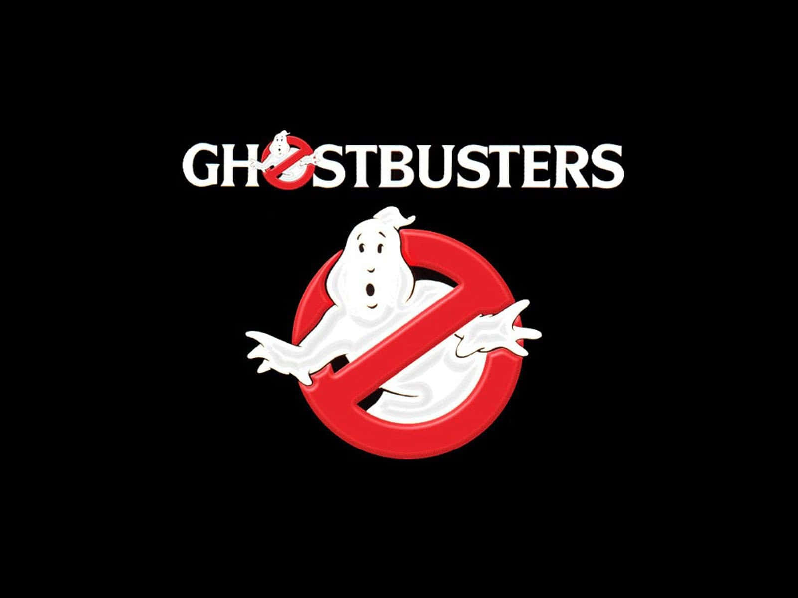 魔鬼剋星 桌布 壁紙 — Ghostbusters 標誌，黑色背景上有一個紅色禁止圓圈內的白色鬼魂。