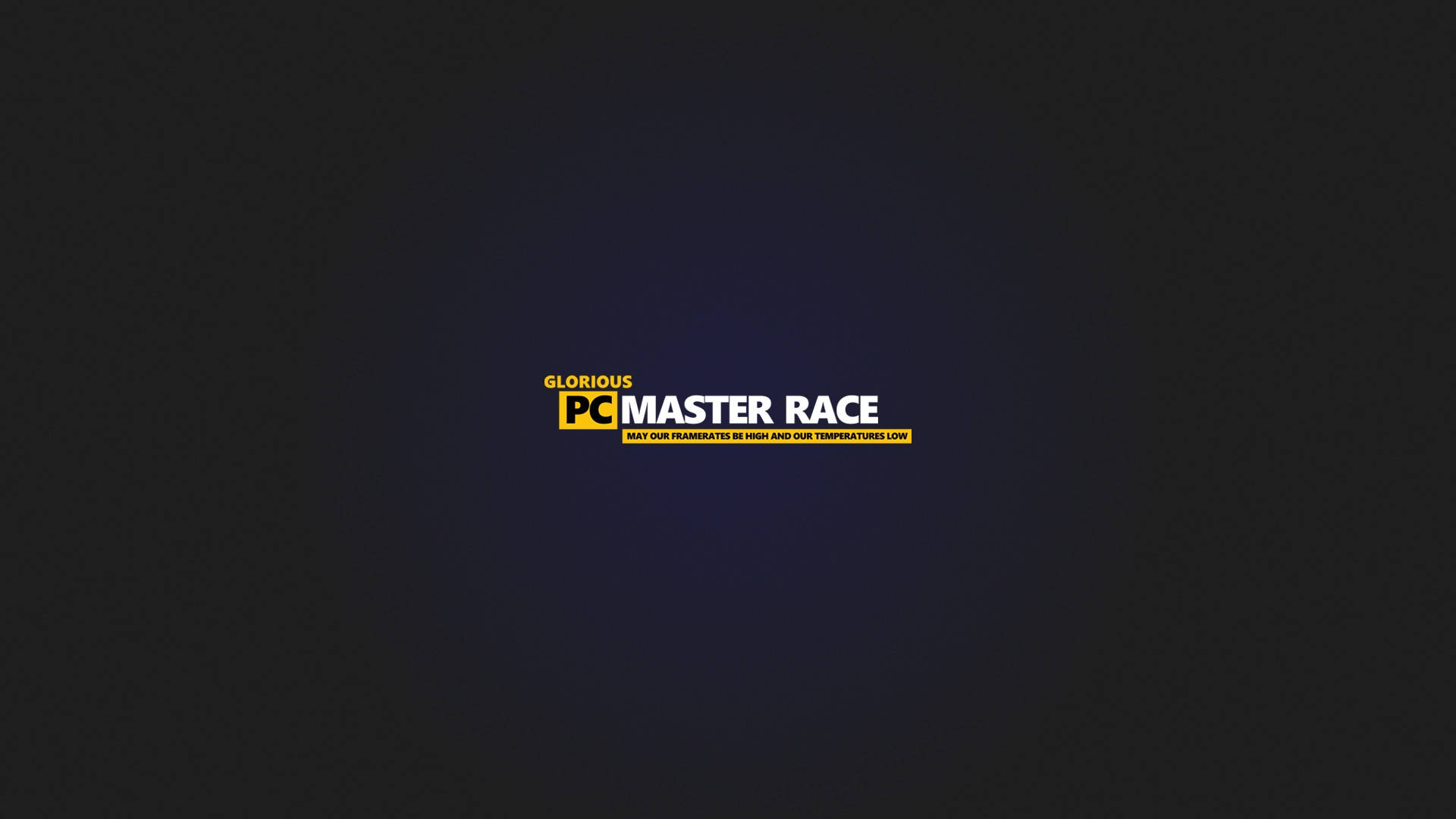 深色漸變背景上的 Glorious PC Master Race 標誌 — Meme 壁紙