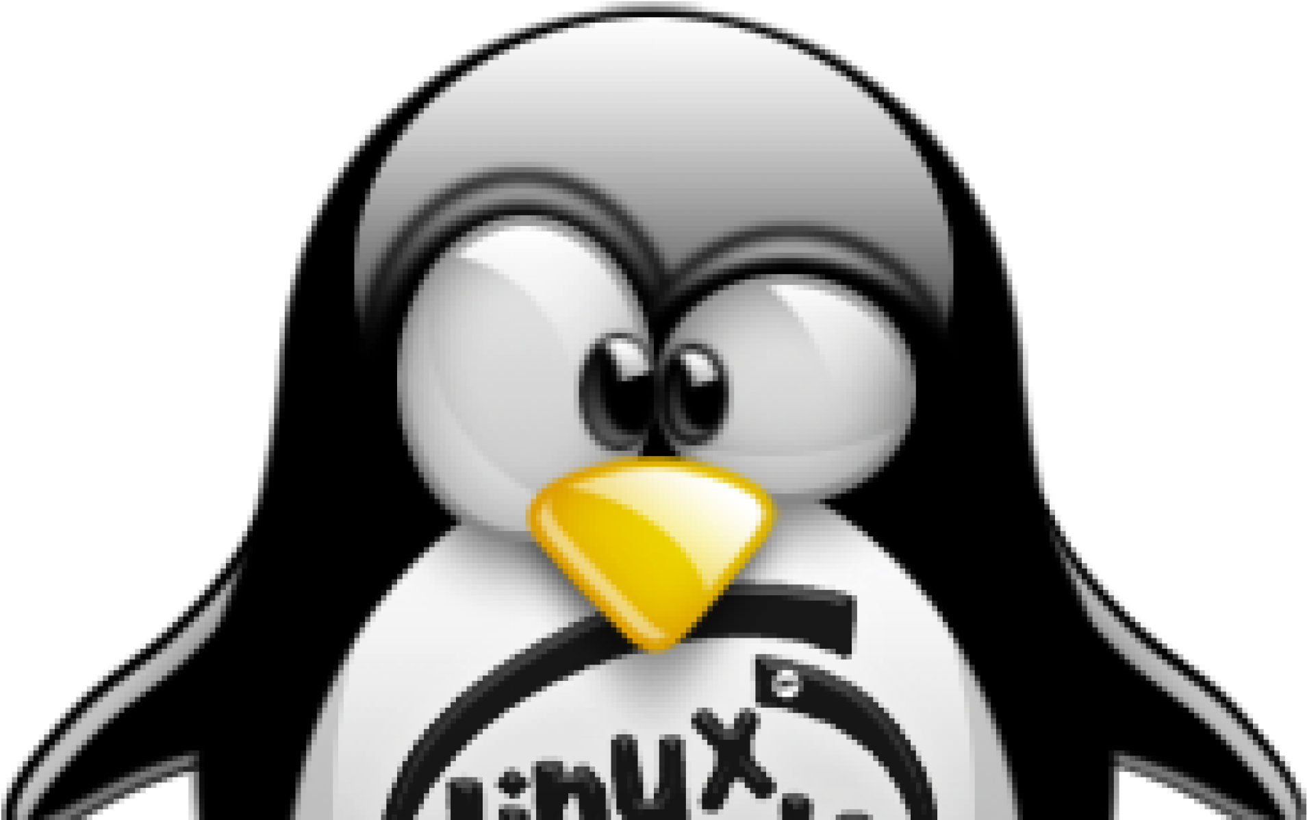光澤3D企鵝吉祥物，胸前有Linux標誌，背景為黑色 — Linux 壁紙