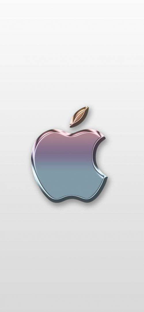 白色背景上帶有漸變顏色和金箔的光澤Apple標誌。 — 3D 壁紙