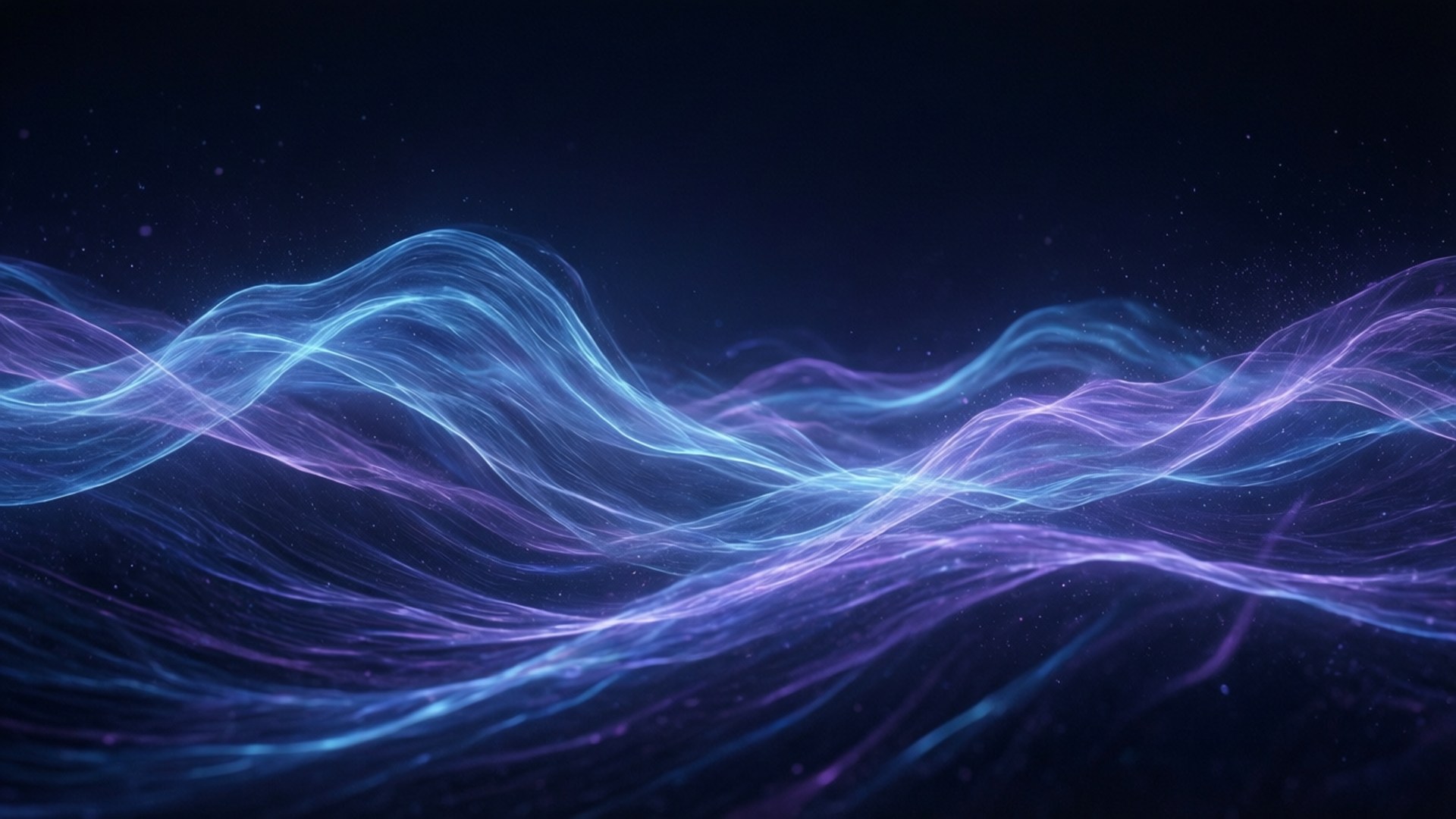 Plasma 桌布 壁紙 — 發光的藍色和紫色能量波在佈滿星星的黑暗宇宙背景上流動。