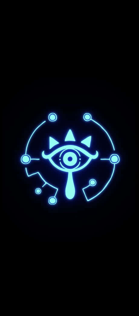黑色背景上帶有電路設計的發光藍色眼睛符號 — 薩爾達傳說 � Breath of the Wild 壁紙