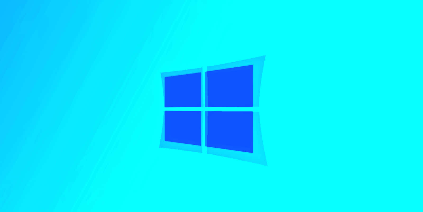 Windows標誌在青色漸變背景上，帶有光線 — Windows 11 壁紙