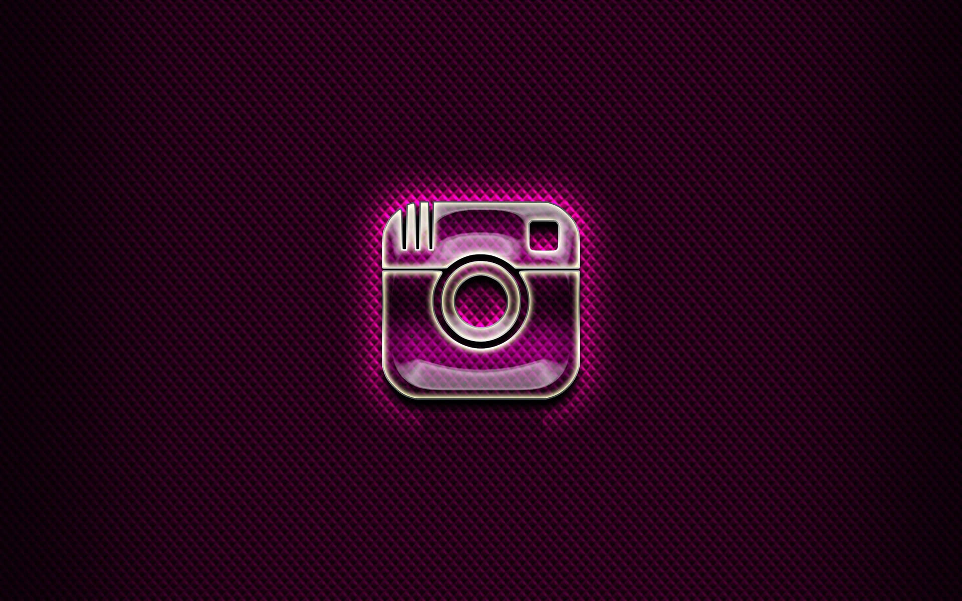 發光的Instagram標誌圖示在深色紋理紫色背景上。 — Instagram 壁紙