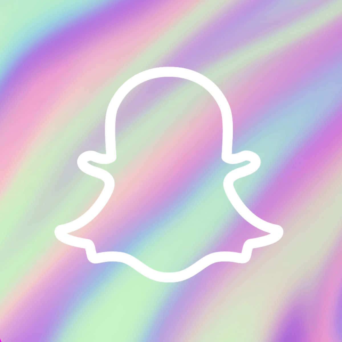  壁紙 — 一個發光的白色Snapchat鬼魂標誌，輪廓分明，襯托著充滿活力的柔和漸變背景。