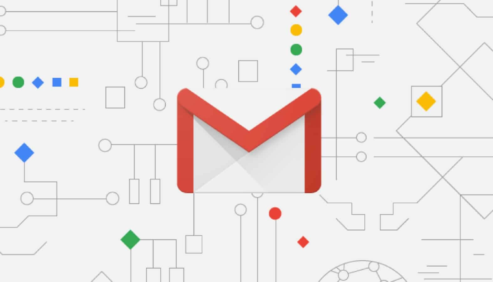 Gmail 標誌搭配多彩線條背景 壁紙