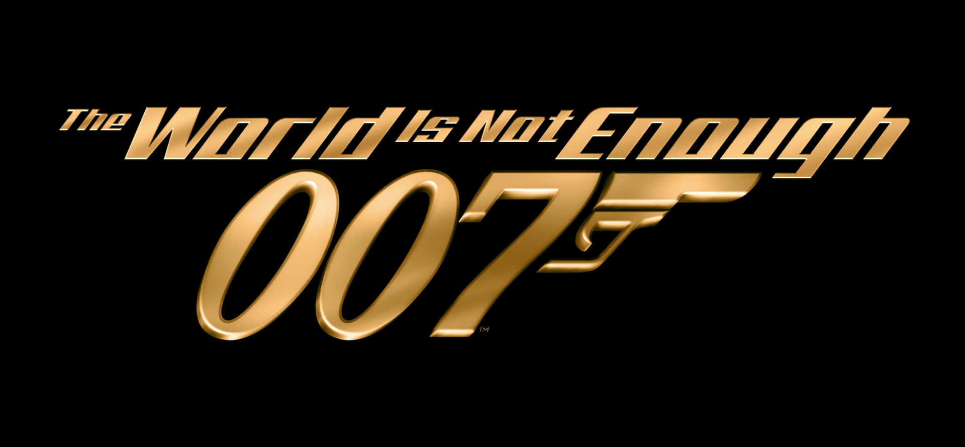  壁紙 — 金色007標誌，黑色背景上寫有「The World Is Not Enough」文字。