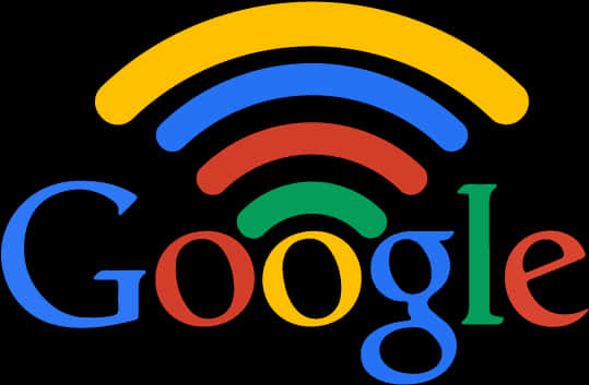 Google 標誌，黑色背景上彩色字母上方有 Wi-Fi 訊號弧線。 — Google 壁紙