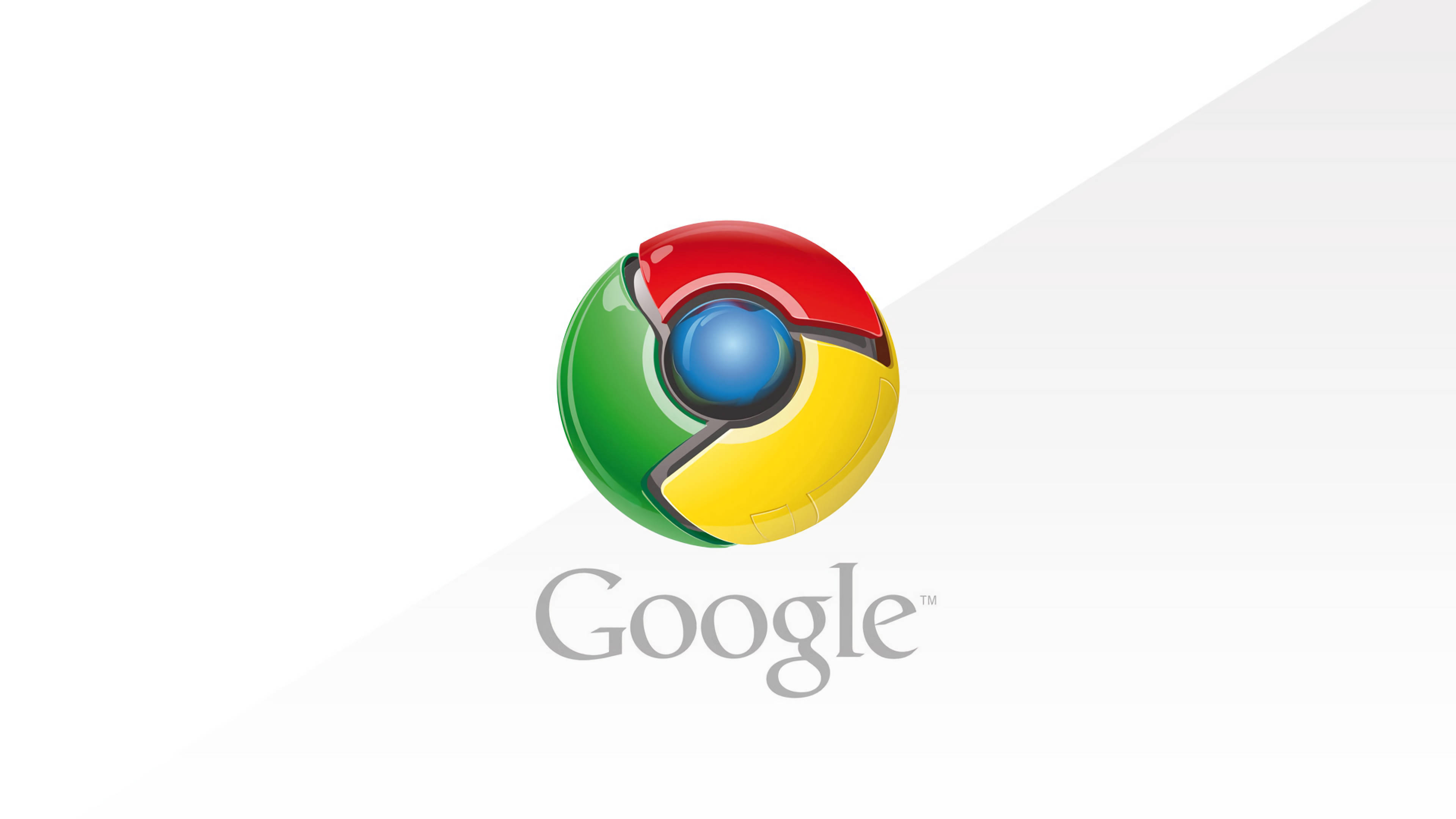 Google Chrome 桌布 壁紙 — Google Chrome 標誌，帶有紅色、綠色、黃色和藍色部分，背景為乾淨的白色對角漸變。