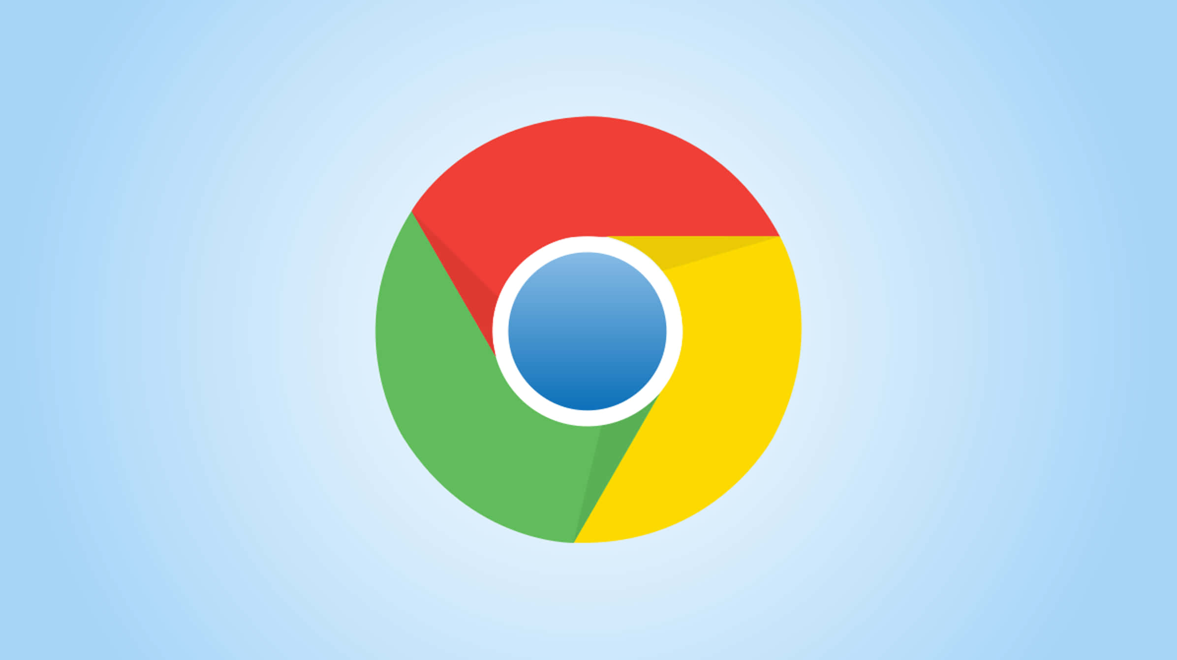 Chrome 桌布 壁紙 — Google Chrome 標誌居中於柔和漸變藍色背景上，設計簡潔現代。