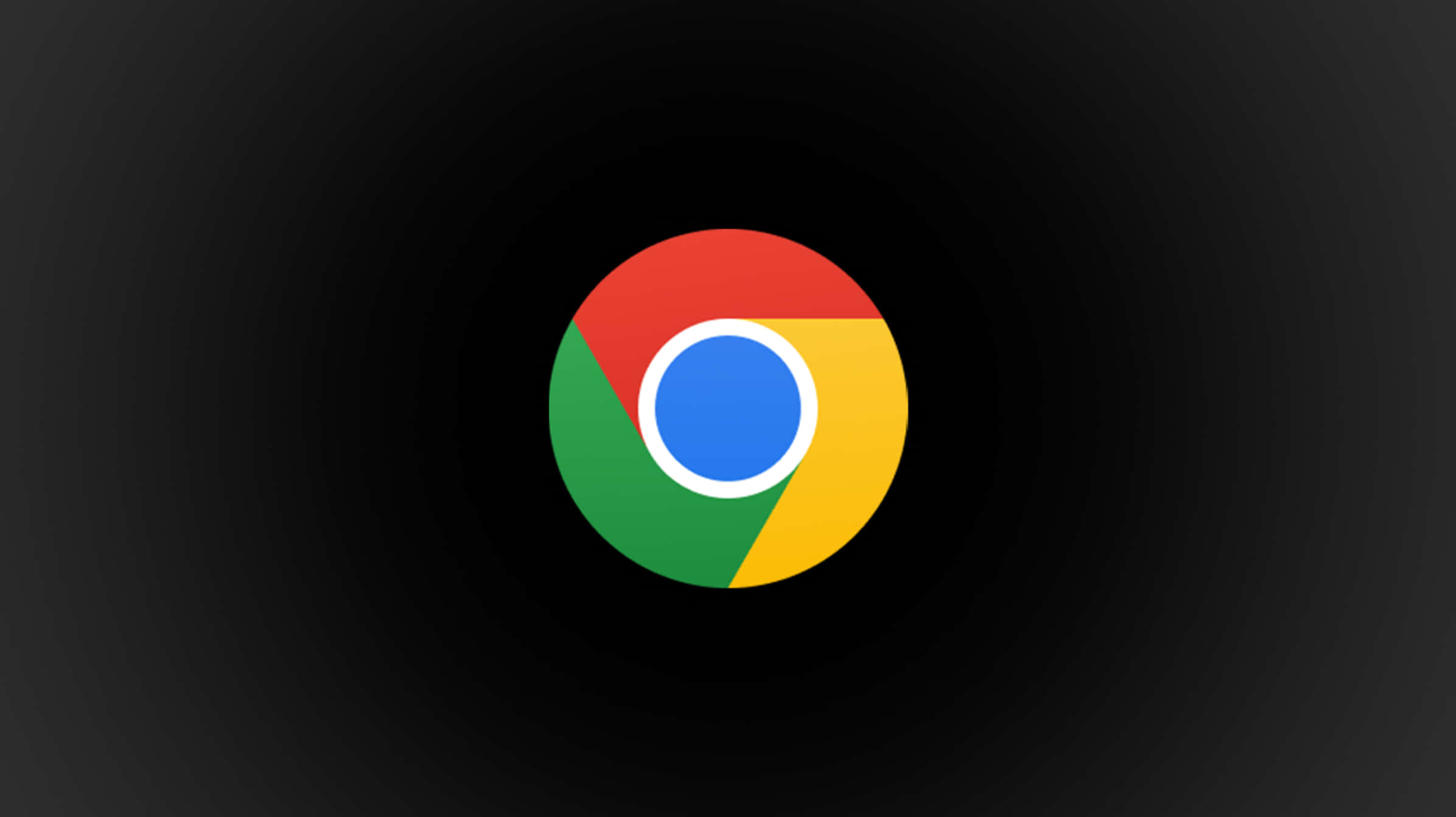 Chrome 桌布 壁紙 — Google Chrome 標誌居中於深色漸變背景上，帶有鮮豔的紅色、綠色、黃色和藍色部分。
