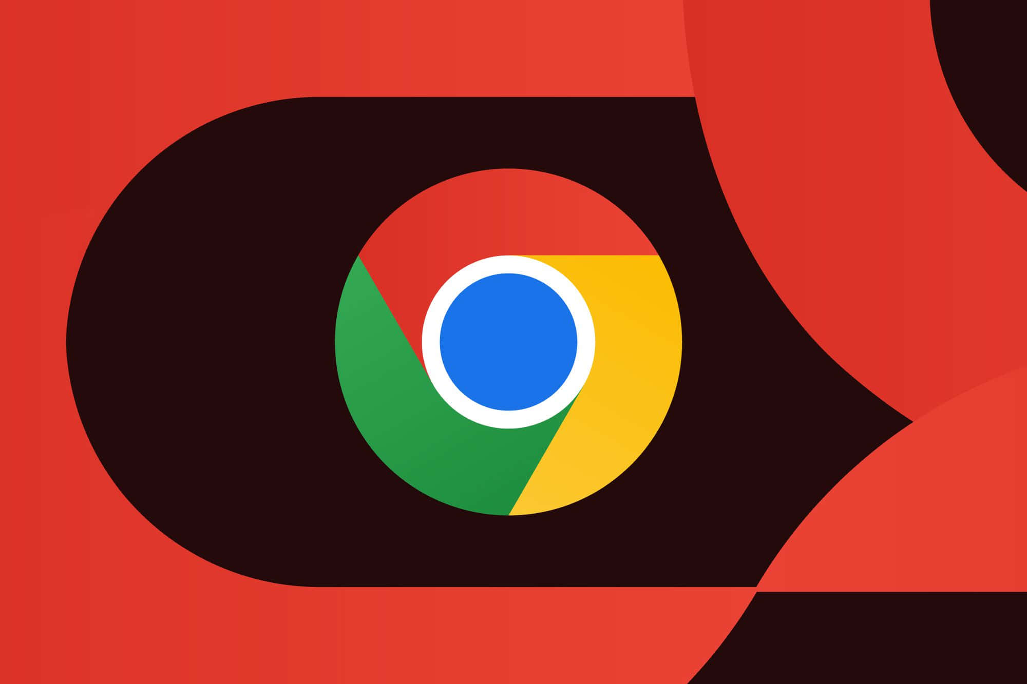 Chrome 桌布 壁紙 — Google Chrome 標誌居中，採用大膽的紅色和深色形狀，設計簡潔幾何。