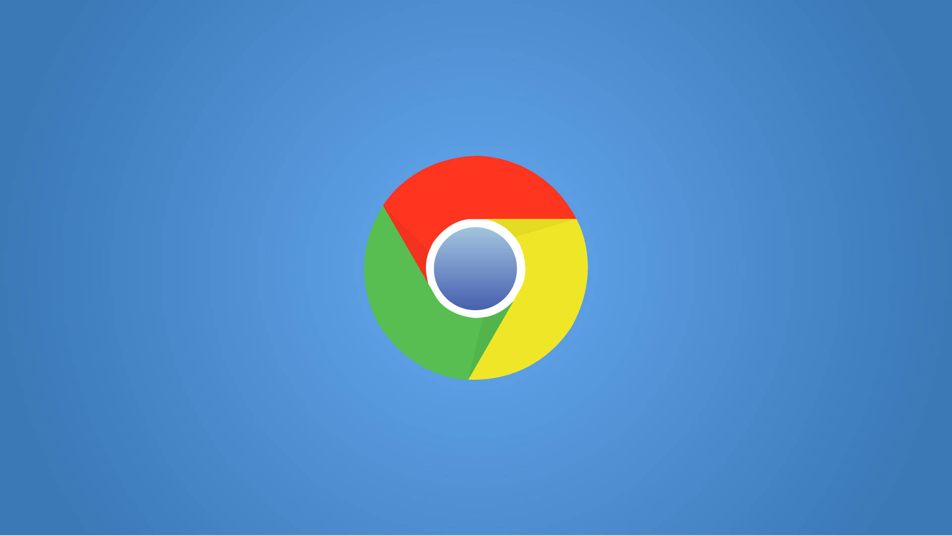 Chrome 桌布 壁紙 — Google Chrome 標誌居中於純藍色漸變背景上。