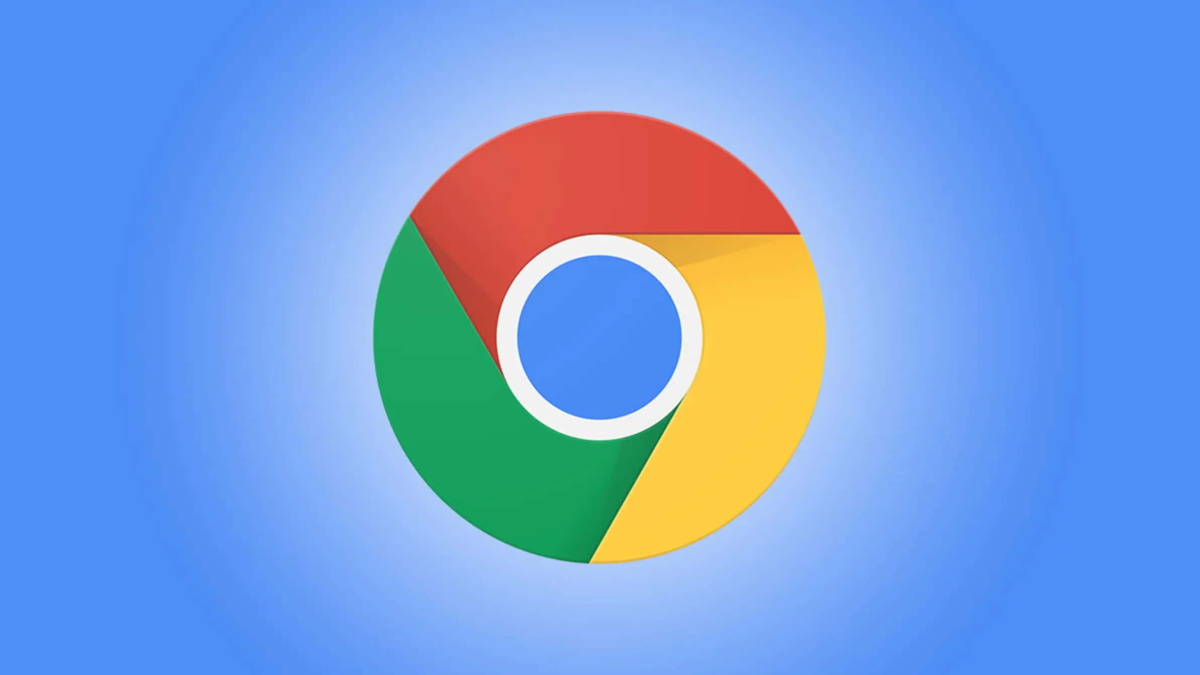 Chrome 桌布 壁紙 — Google Chrome 標誌居中於柔和的藍色漸變背景上，設計簡潔現代。