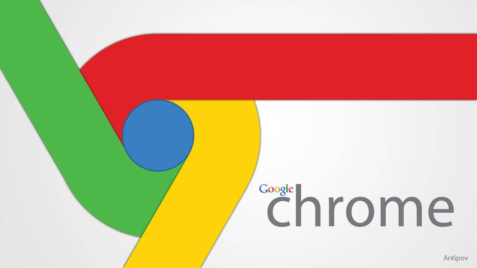 Chrome 桌布 壁紙 — Google Chrome 標誌，帶有鮮明的紅色、綠色和黃色部分，以及藍色圓圈，位於淺灰色背景上。