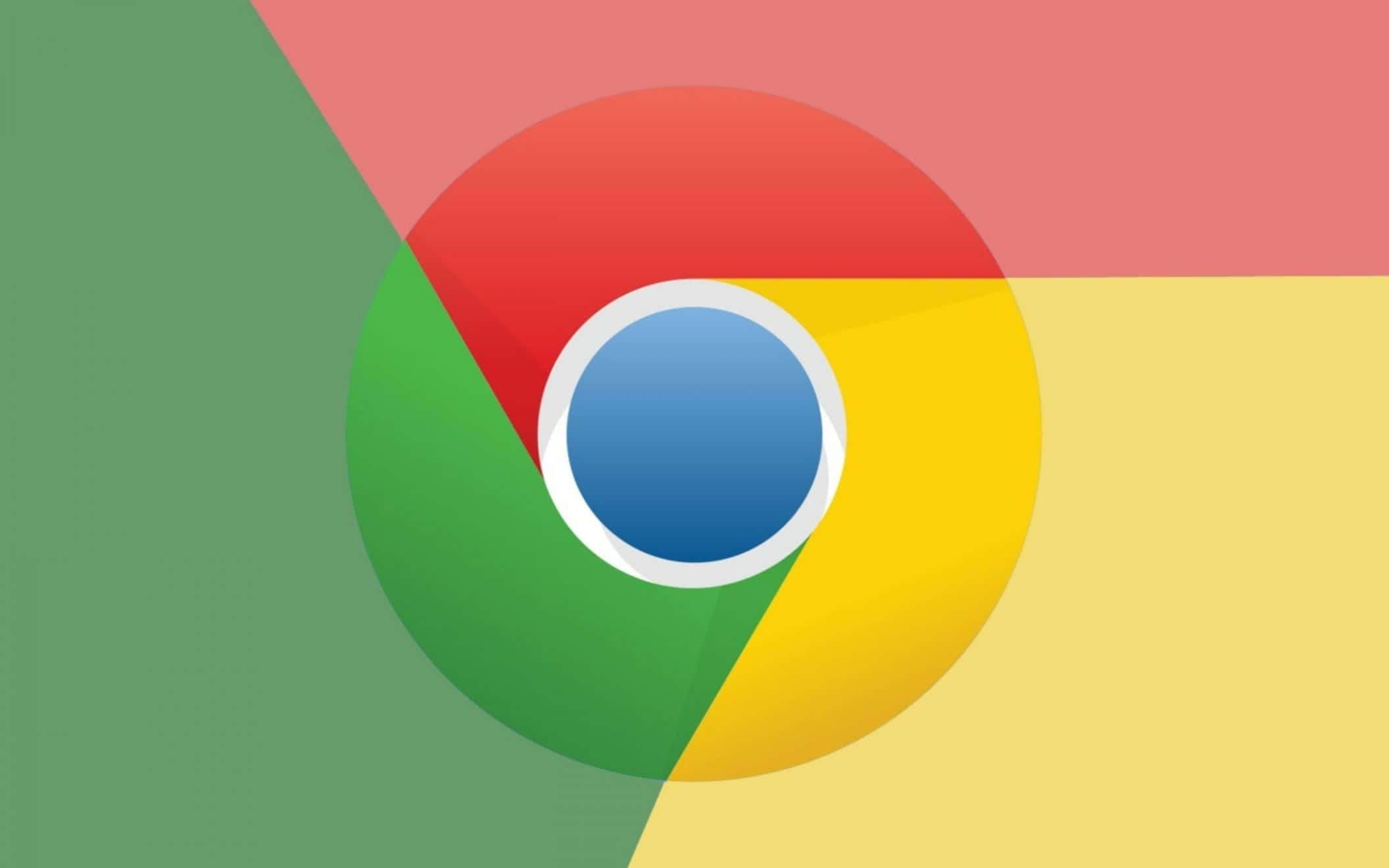 Chrome 桌布 壁紙 — Google Chrome 標誌，帶有紅色、綠色、黃色和藍色部分，位於色彩繽紛的幾何背景上。