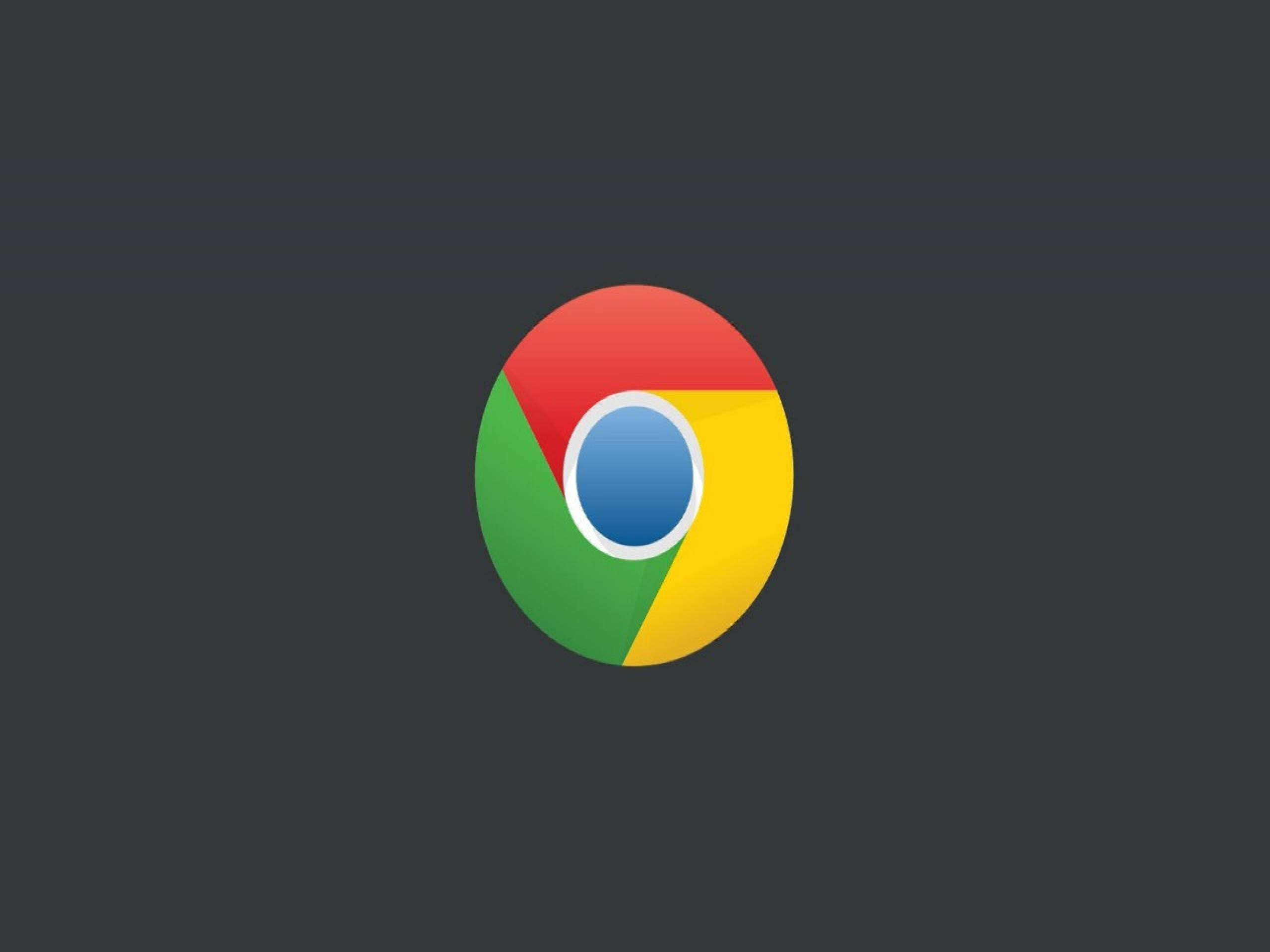 Chrome 桌布 壁紙 — Google Chrome 標誌居中於深灰色背景上，帶有鮮豔的紅色、綠色、黃色和藍色部分。