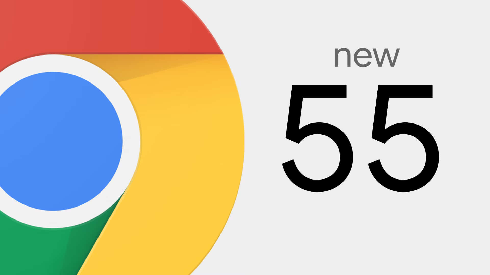 Chrome 桌布 壁紙 — Google Chrome 標誌，以粗體黑色文字在淺灰色背景上宣佈版本 55。