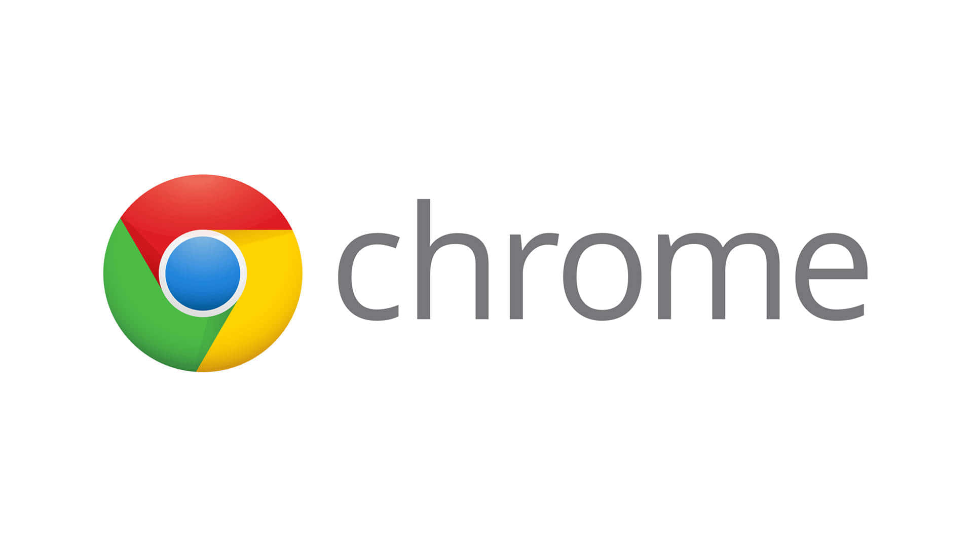 Chrome 桌布 壁紙 — Google Chrome 標誌，其色彩繽紛的圓形圖示和灰色文字，置於純白背景上。