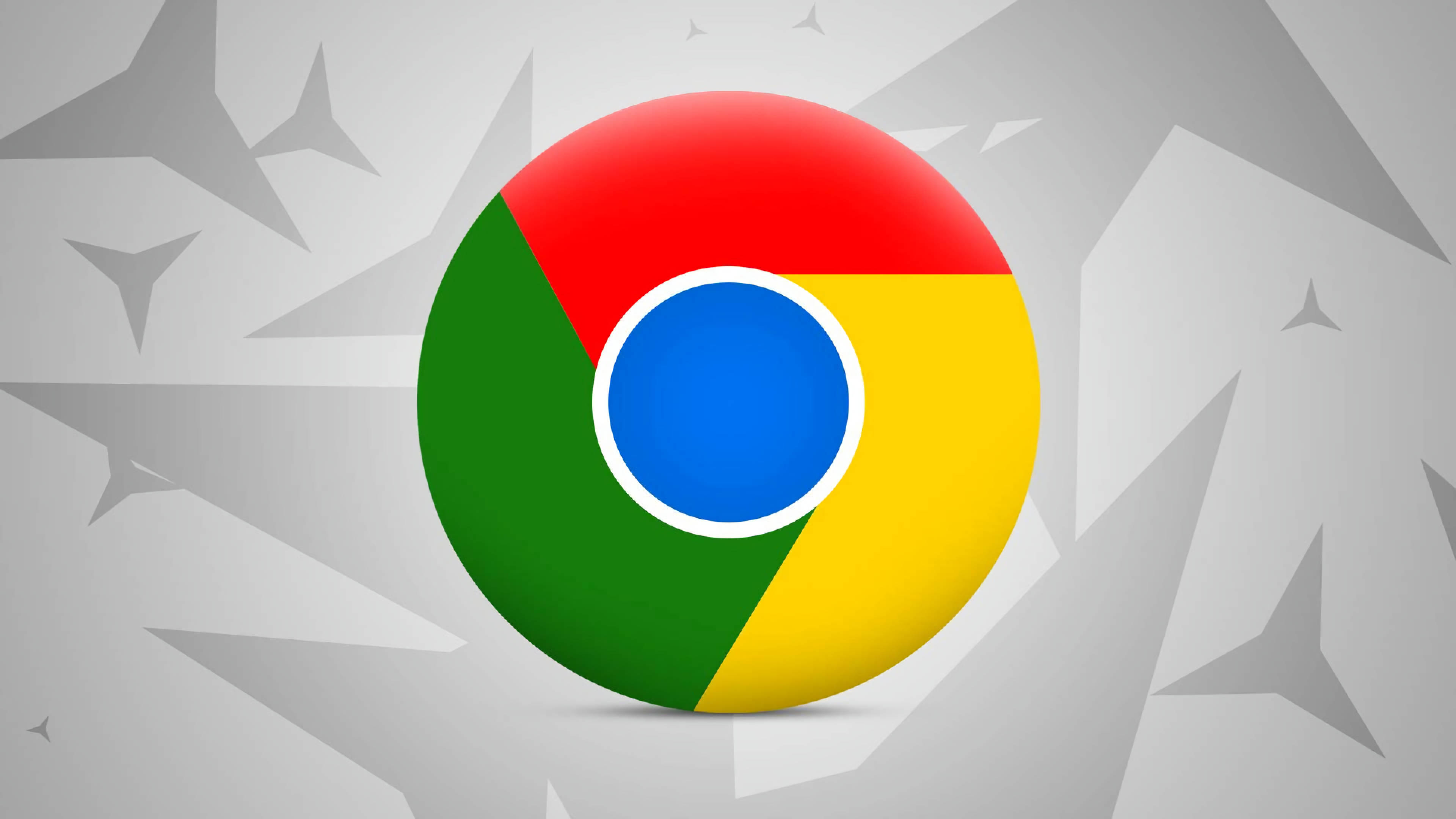 Google Chrome 桌布 壁紙 — Google Chrome 標誌居中於灰色幾何背景上，帶有銳利的角形狀。
