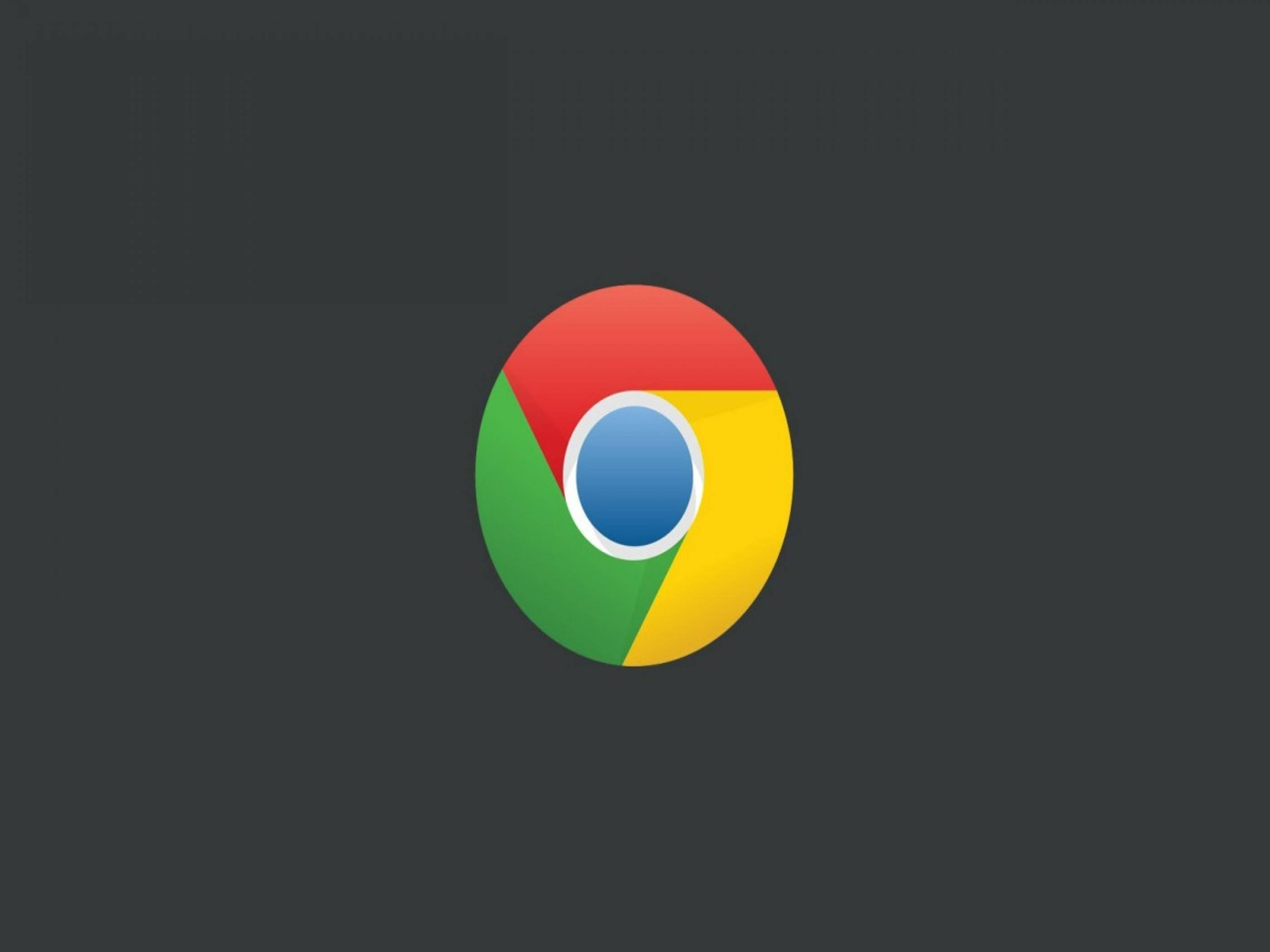 Google Chrome 桌布 壁紙 — Google Chrome 標誌居中於深灰色背景上，帶有鮮豔的紅色、綠色、黃色和藍色部分。
