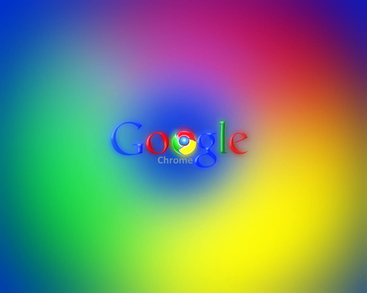 Chrome 桌布 壁紙 — Google Chrome 標誌置於鮮豔的彩虹漸變背景中央，邊緣柔和模糊。