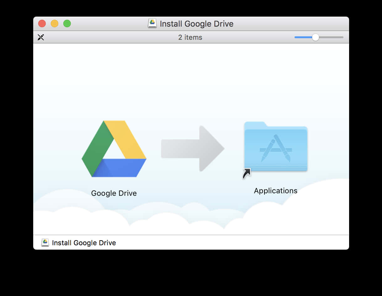 Google Drive 安裝程式視窗將應用程式移至「應用程式」資料夾 — Google 壁紙