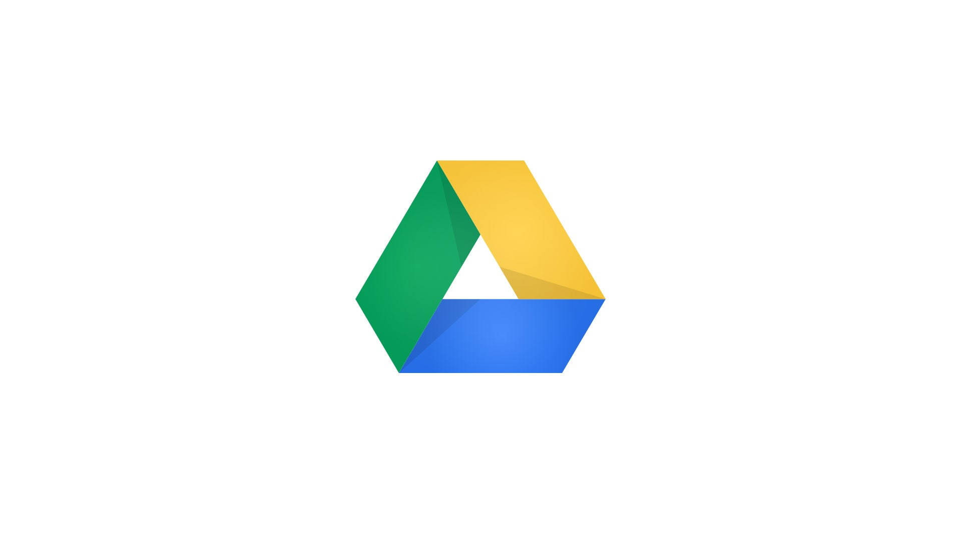 科技動圖 桌布 壁紙 — Google Drive 標誌，白色背景上有綠色、黃色和藍色的三角形區塊。