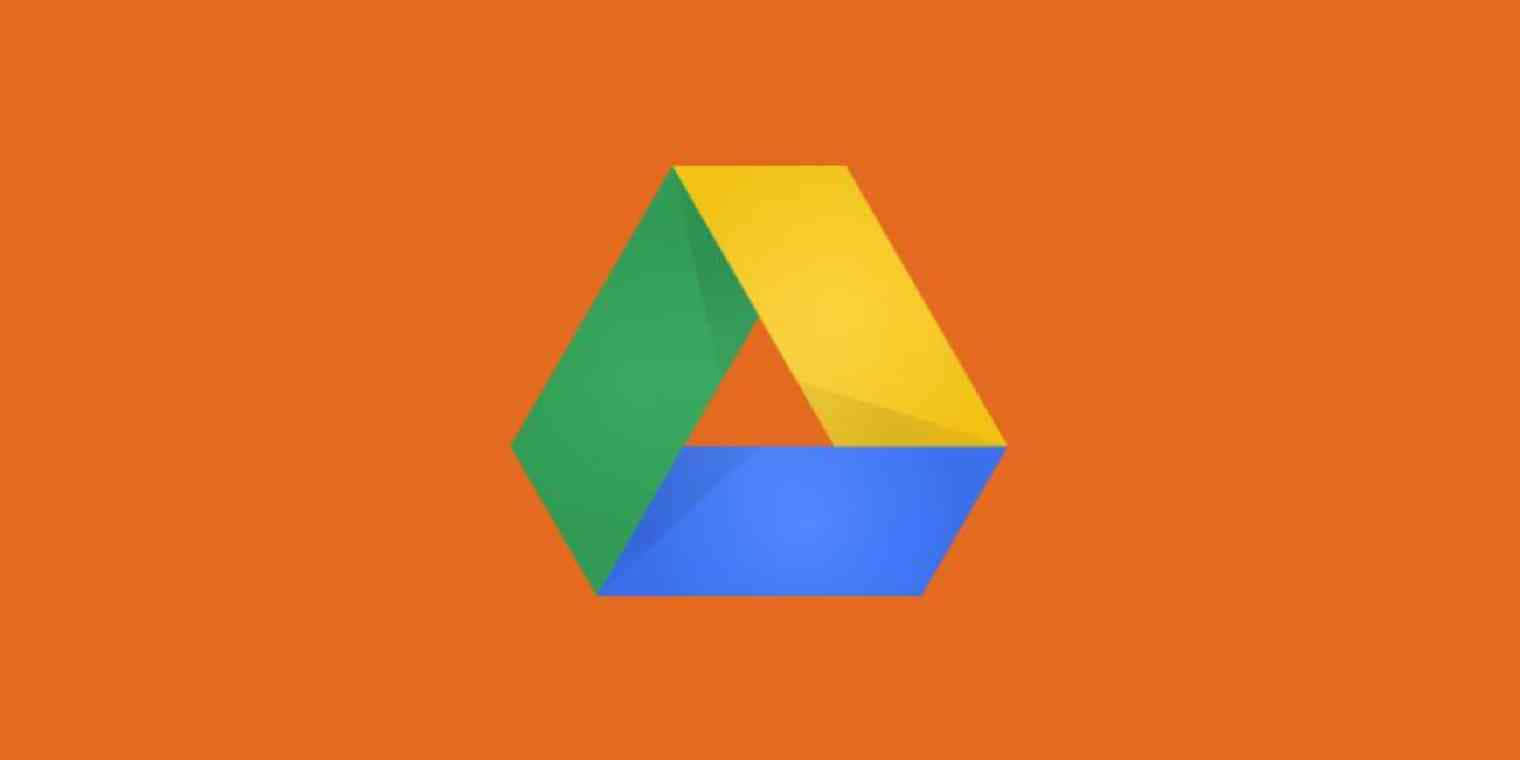 Google Drive 桌布 壁紙 — Google Drive 標誌，在純橙色背景上有綠色、黃色和藍色的三角形部分。