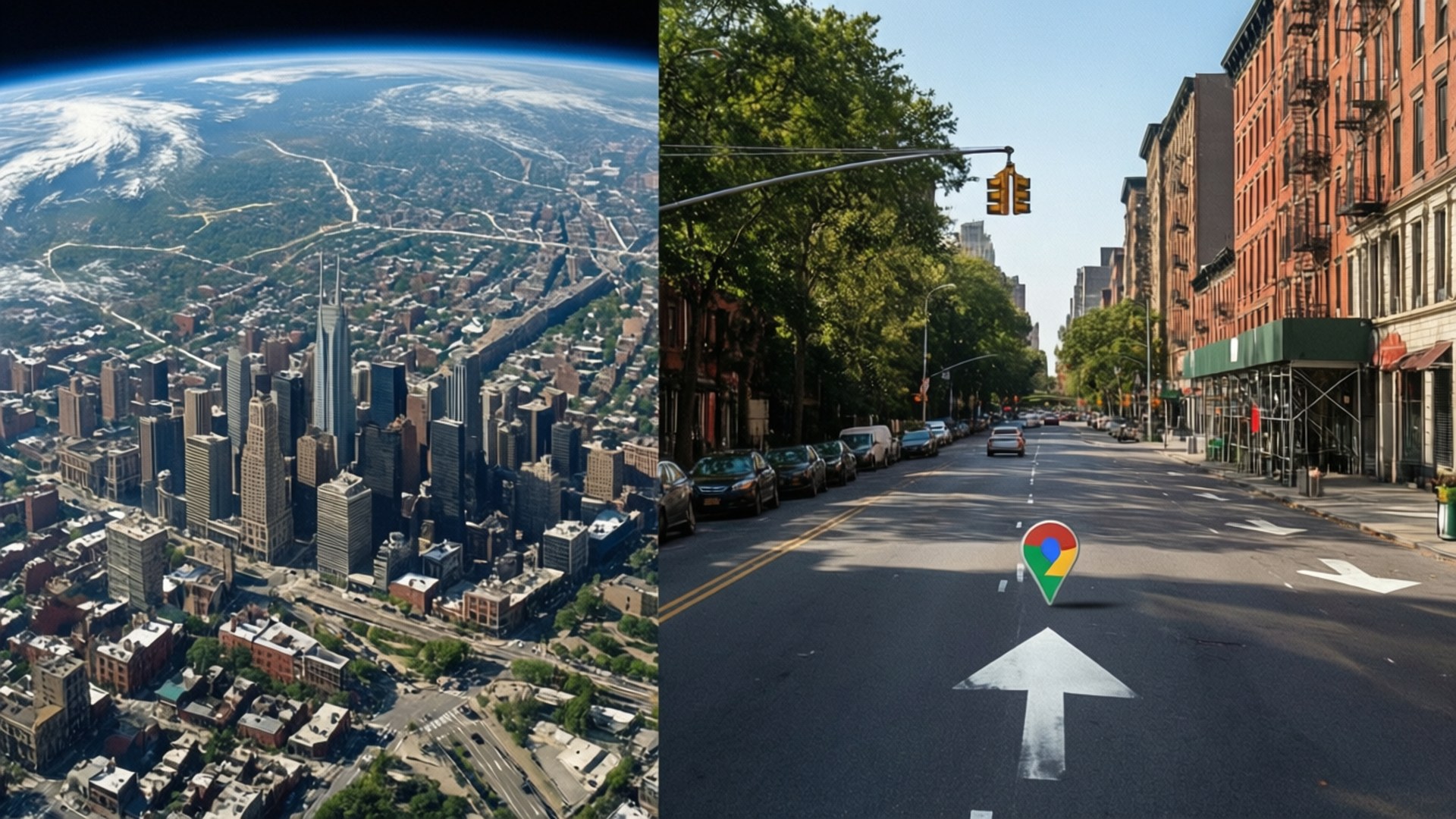 Google Earth 與街景對比 壁紙