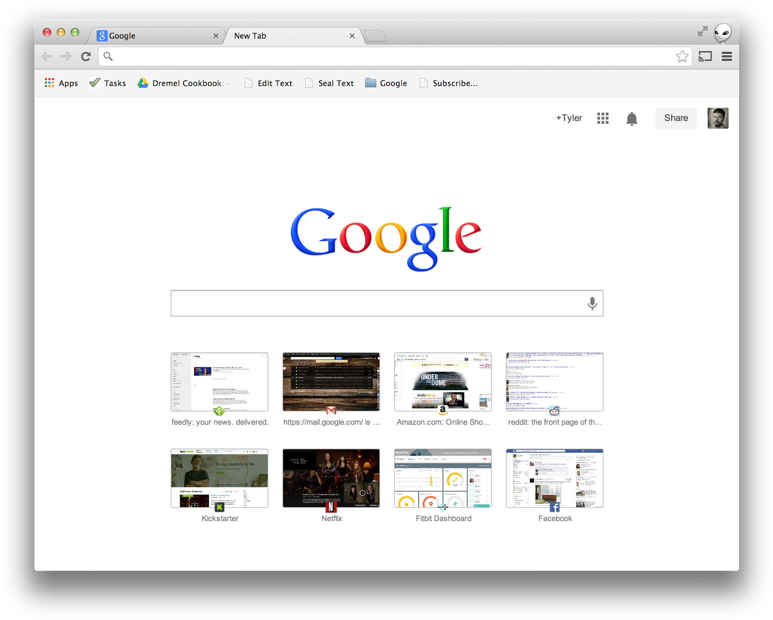 電腦螢幕上的Google搜尋首頁，帶有應用程式快捷方式。 — Google 壁紙