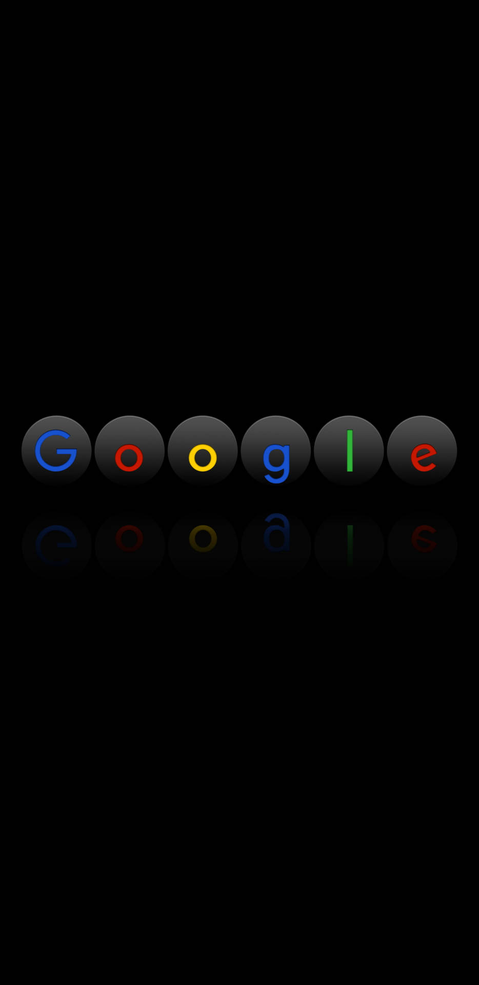 Google 標誌，帶有彩色字母和倒影，黑色背景。 — Google 壁紙