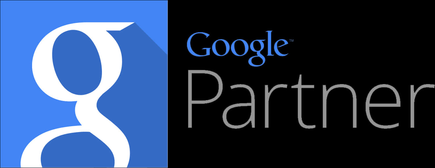 Google Partner 標誌，帶有藍色 'g' 和黑色背景上的文字。 — Google 壁紙