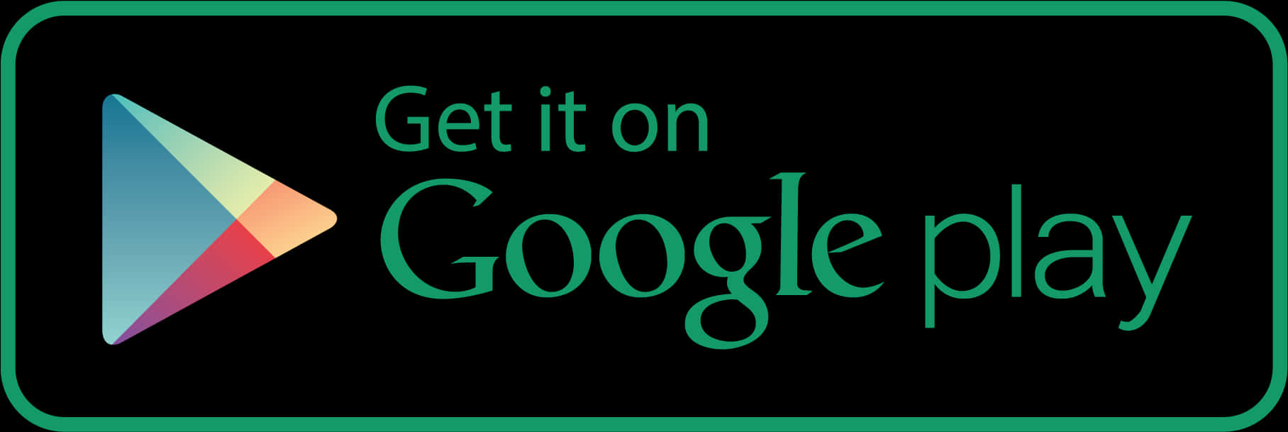 帶有彩色三角形和綠色文字的 Google Play 商店下載按鈕。 — Google 壁紙