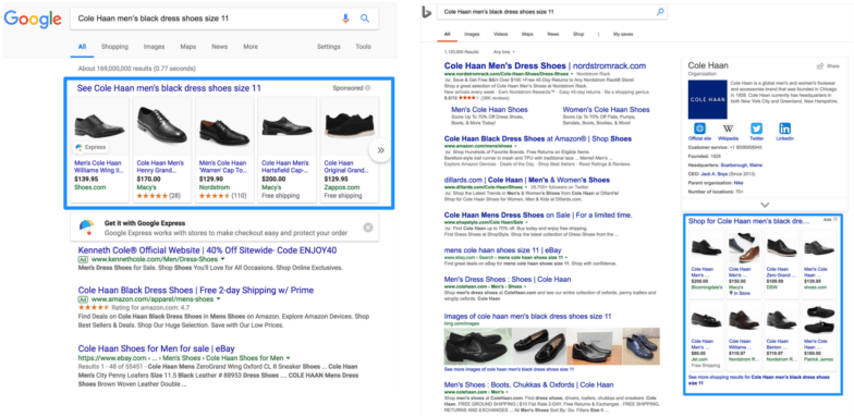 Cole Haan 男裝黑色正裝鞋 11 碼的 Google 搜尋結果，包含產品連結和價格。 — Google 壁紙