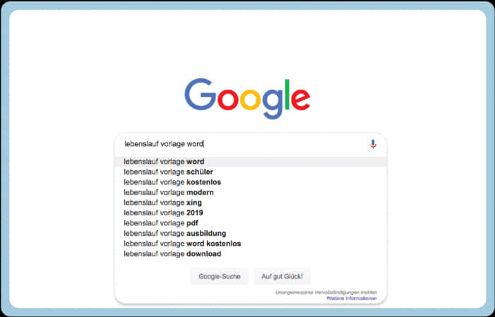 帶有德文自動完成建議的 Google 搜尋結果頁面。 — Google 壁紙