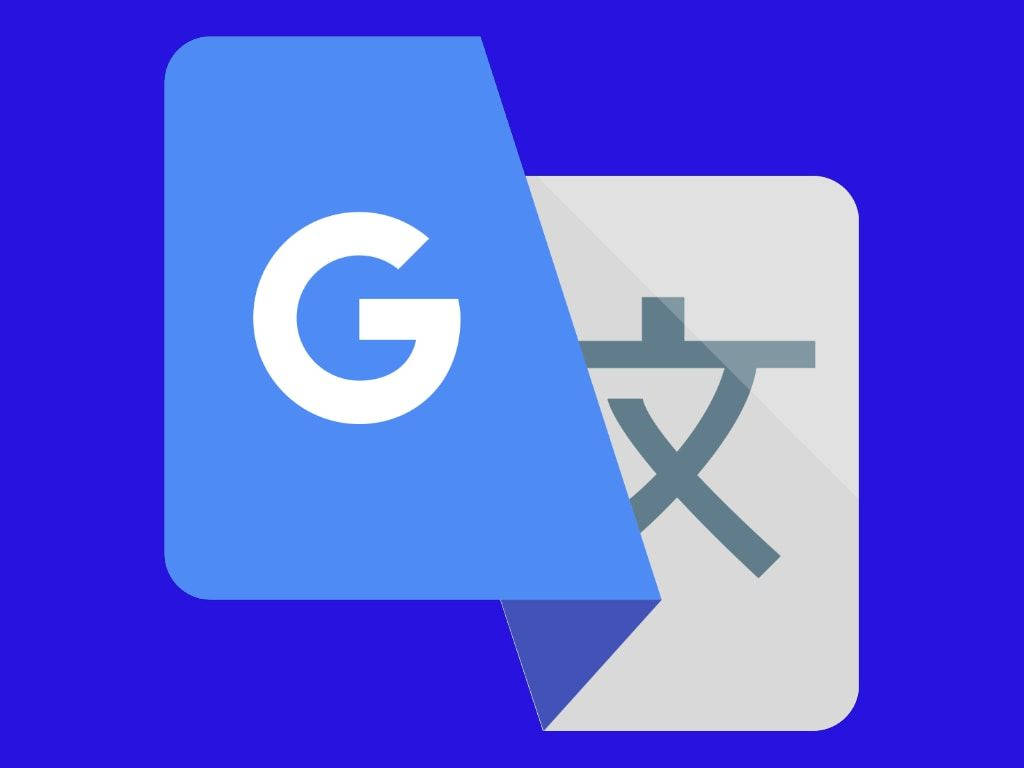 Google Translate 應用程式圖示，藍色和灰色設計，背景為藍色。 — Google 壁紙