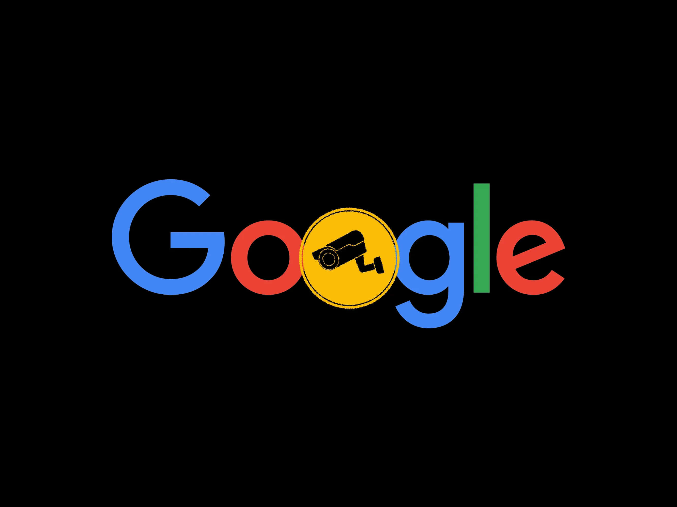 Chrome 桌布 壁紙 — Google 標誌，以監控鏡頭取代字母 o，背景為黑色。