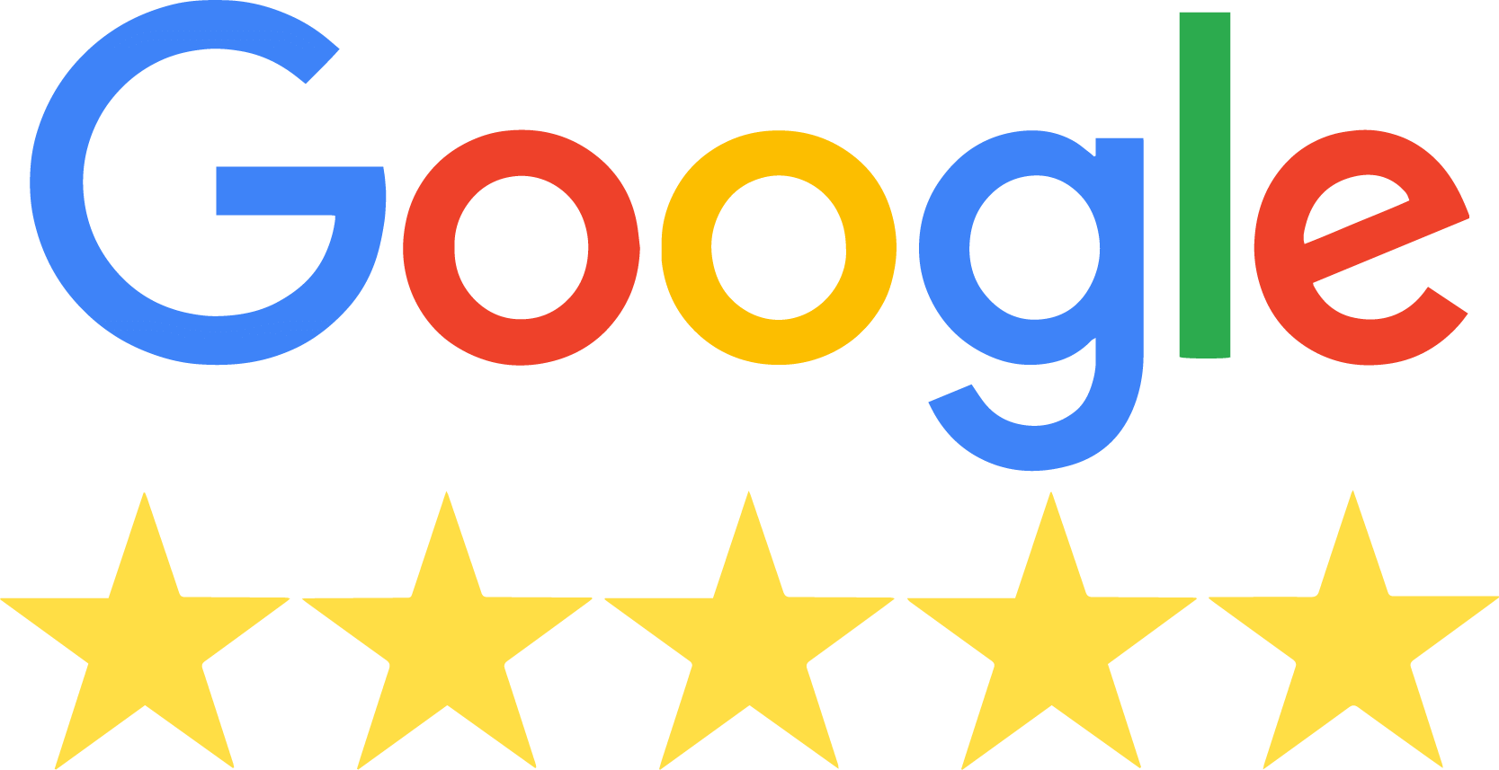 Five Star 桌布 壁紙 — Google 標誌以其標誌性的多色字母位於黑色背景上的五顆黃色星星上方。