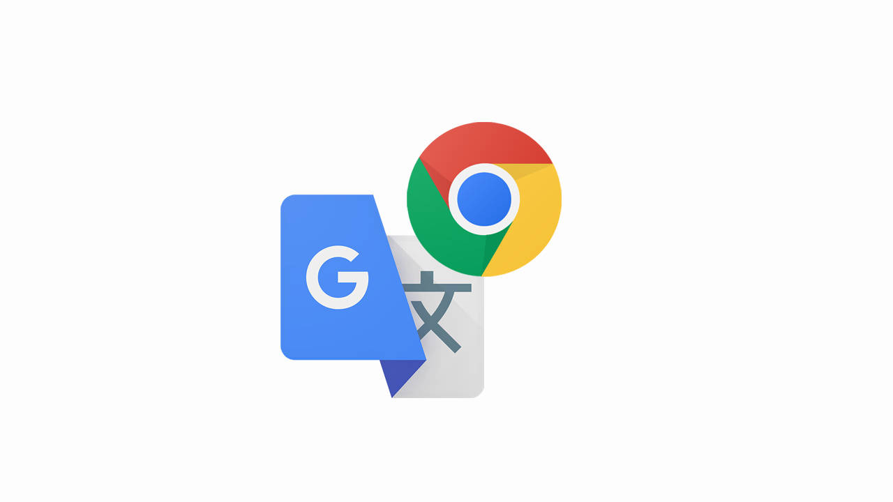 Google Translate 桌布 壁紙 — Google翻譯和Chrome瀏覽器圖示漂浮在潔白背景上。