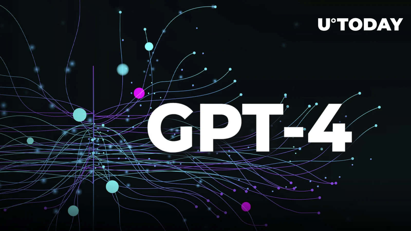 Gpt-4 桌布 壁紙 — GPT-4 文字以粗體白色字母居中顯示在深色背景上發光的紫色和青色神經網絡線條上。