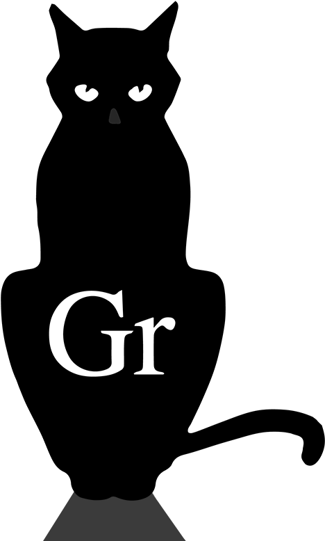 黑色貓咪剪影與Gr文字 壁紙