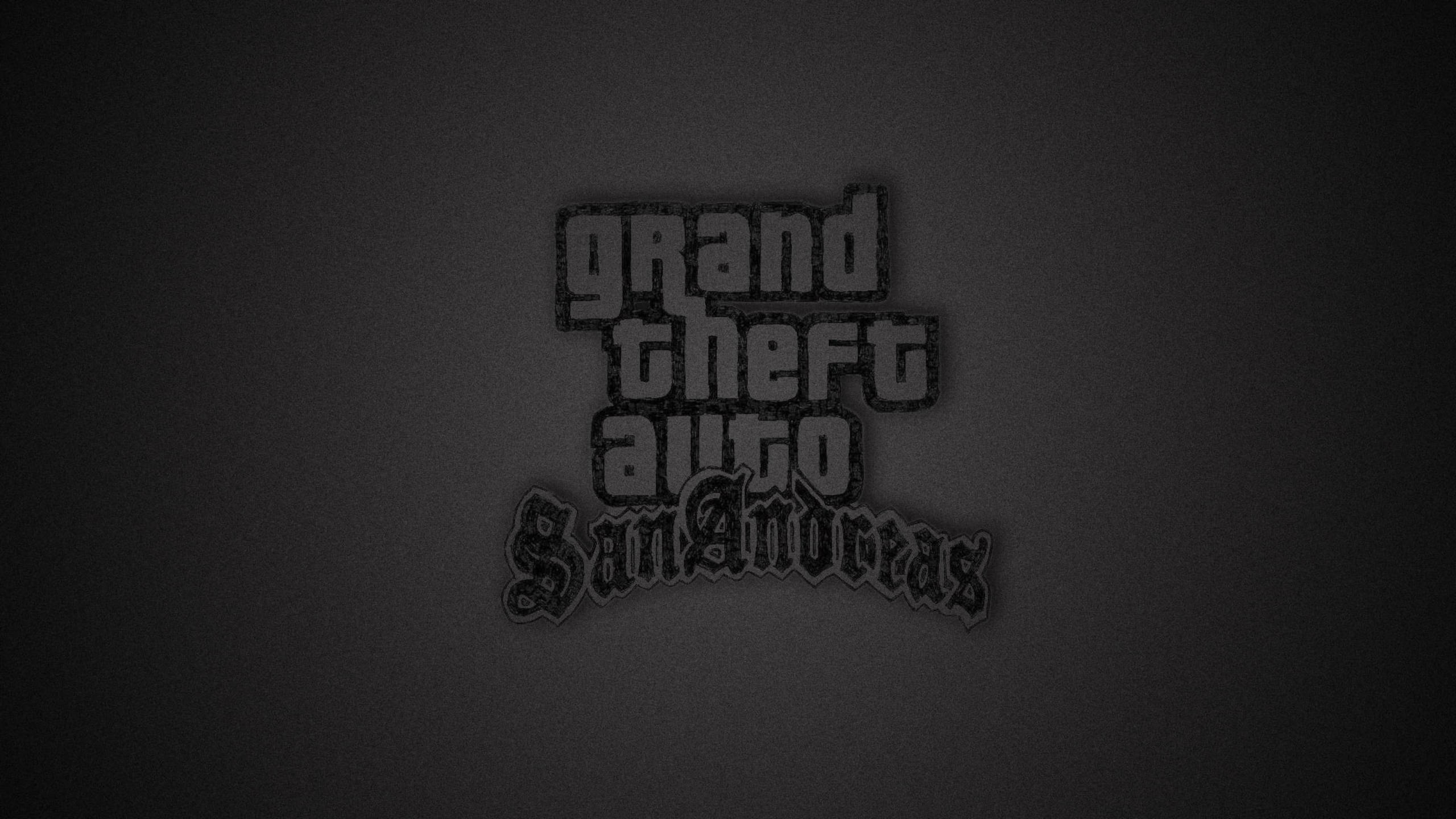 俠盜獵車手 桌布 壁紙 — Grand Theft Auto San Andreas 標誌在深色紋理背景上隱約發光。
