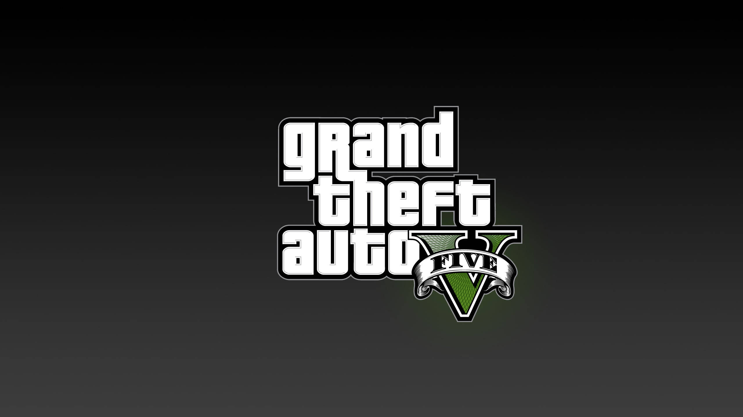 俠盜獵車手 桌布 壁紙 — Grand Theft Auto V 標誌在深色漸變背景上發出綠色光芒。