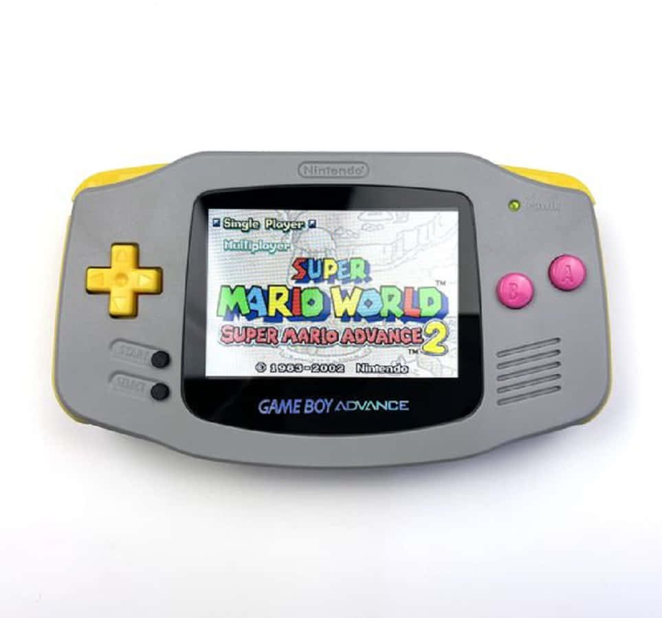 Game Boy Advance顯示Super Mario World Super Mario Advance 2的標題畫面。 — 超級瑪利歐兄弟 壁紙