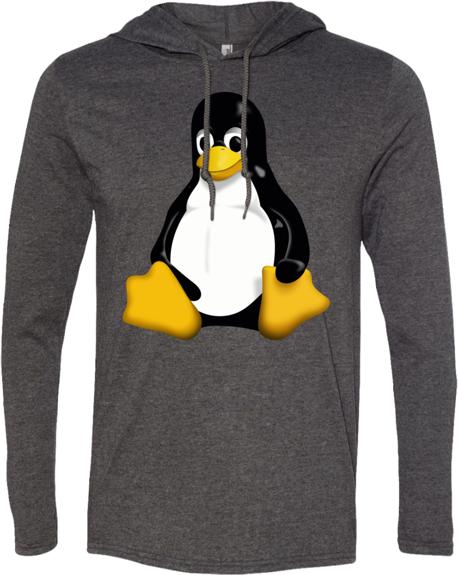 灰色連帽衫，帶卡通企鵝圖案 — Linux 壁紙